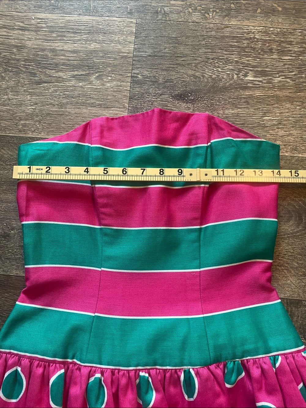 Strapless Pink & Teal Tiered Ruffle Dress - Picture 6 of 16